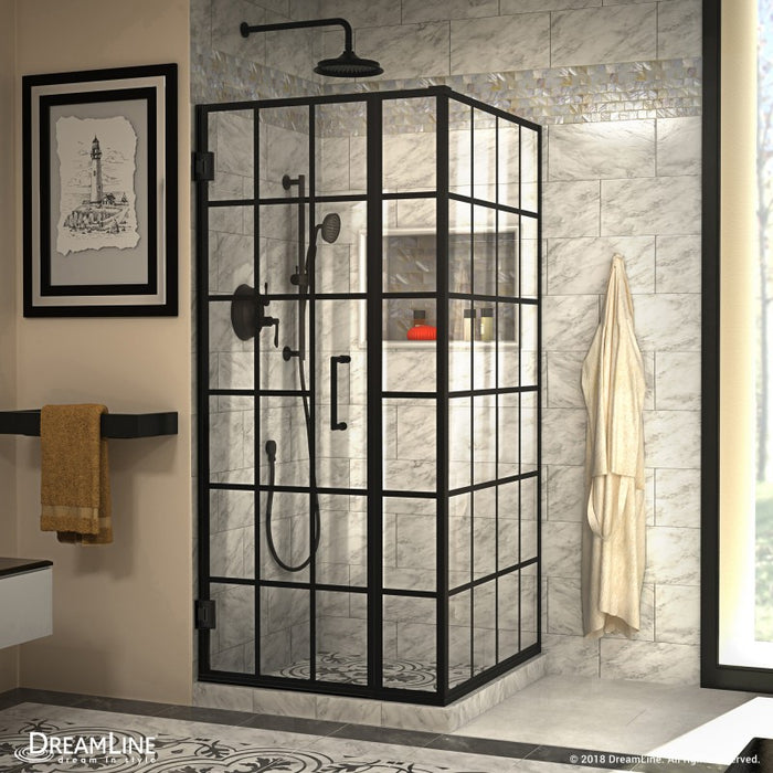 DreamLine Unidoor Toulon Frameless Hinged Shower Enclosure in Satin Black