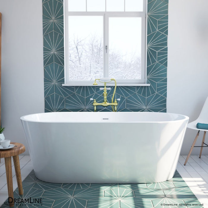 DreamLine Havana 67 in. L x 23 in. H White Acrylic Freestanding Bathtub