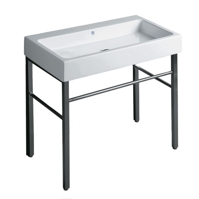 Whitehaus B-U90-DUCG1-A09-P Britannia Large Rectangular Sink Console with Front towel Bar