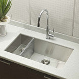 Houzer Contempo 33" Stainless Steel Undermount 70/30 Double Left or Right Prep Bowl Kitchen Sink with Strainer & Grids CTO-3370SR