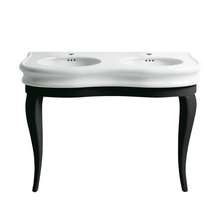 Whitehaus LA12-LAM120B Double Bowl Basin China Console with Oval bowls