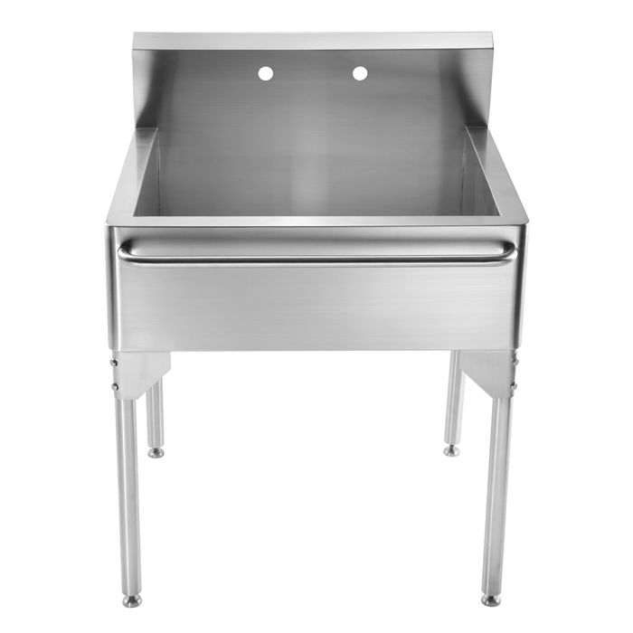 Whitehaus WH302510-NP Pearlhaus Brushed Stainless Steel Single Bowl Commercial Utility Sink