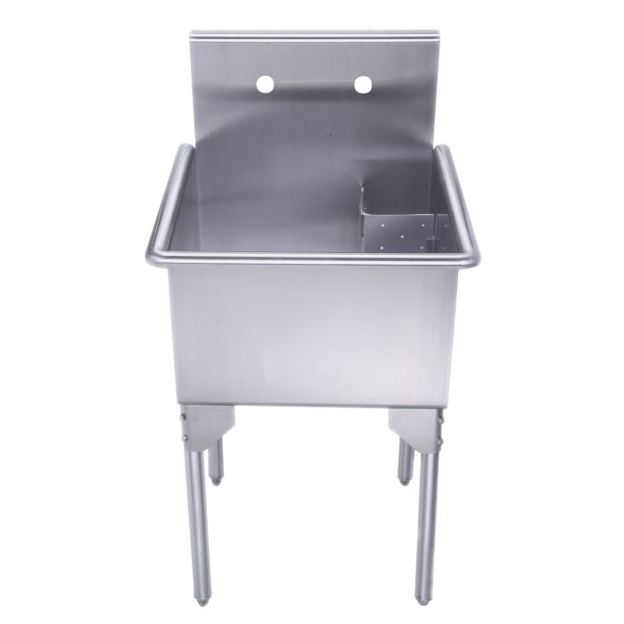 Whitehaus WHLS2020-NP 20" Brushed Stainless Steel Freestanding Utility Sink