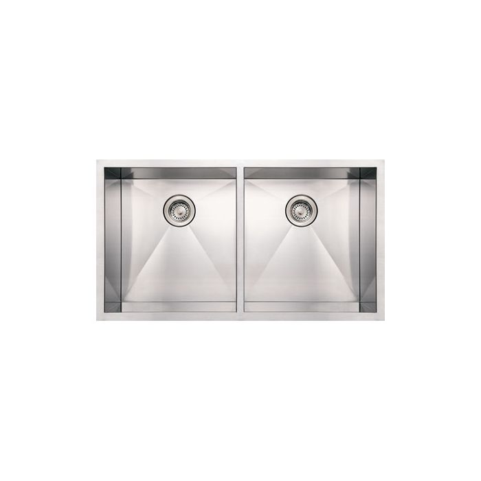 Whitehaus WHNCM3720EQ Stainless Steel 37'' Double Bowl Undermount Sink