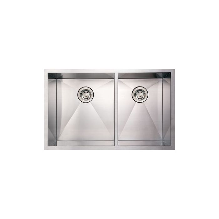 Whitehaus WHNCMD3320 Steel 33" Double Bowl Undermount Kitchen Sink