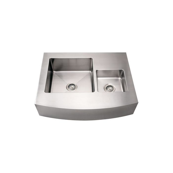 Whitehaus WHNCMDAP3629 Stainless Steel 36" Double Bowl Arch Kitchen Sink