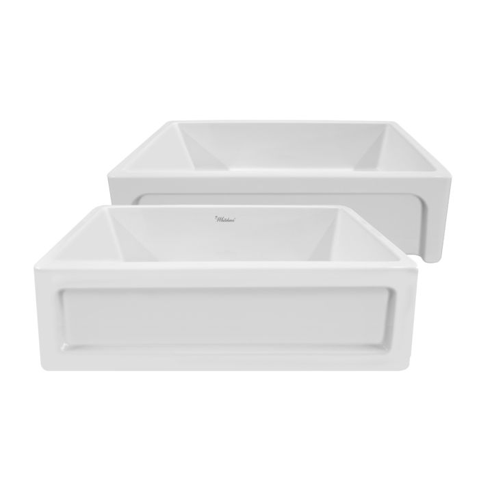Whitehaus WHQ5550 Shakerhaus 33" Reversible Farmhouse Kitchen Fireclay Sink