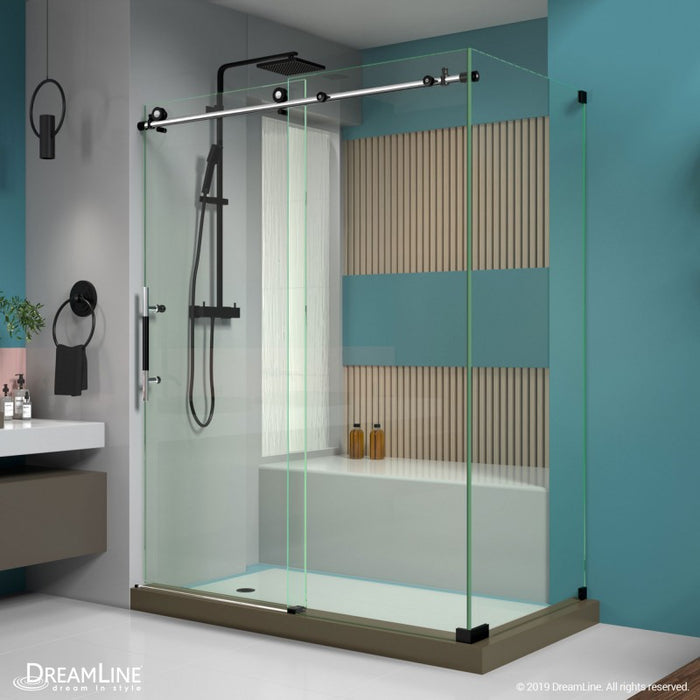 DreamLine Enigma-XT Fully Frameless Sliding Shower Enclosure in Tuxedo Finish