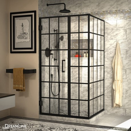 DreamLine Unidoor Toulon Frameless Hinged Shower Enclosure in Satin Black
