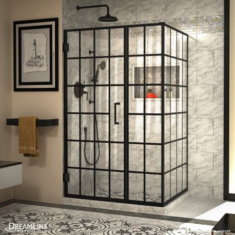 DreamLine Unidoor Toulon Frameless Hinged Shower Enclosure in Satin Black