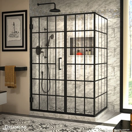 DreamLine Unidoor Toulon Frameless Hinged Shower Enclosure in Satin Black