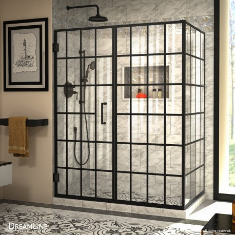 DreamLine Unidoor Toulon Frameless Hinged Shower Enclosure in Satin Black