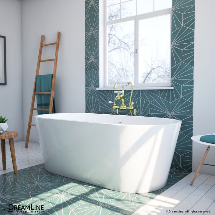 DreamLine Havana 67 in. L x 23 in. H White Acrylic Freestanding Bathtub
