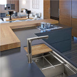 Houzer 45 inch Novus 18 Gauge Stainless Steel Undermount Dual Platform Workstation Single Bowl Kitchen Sink with Accessories - NVS-6500