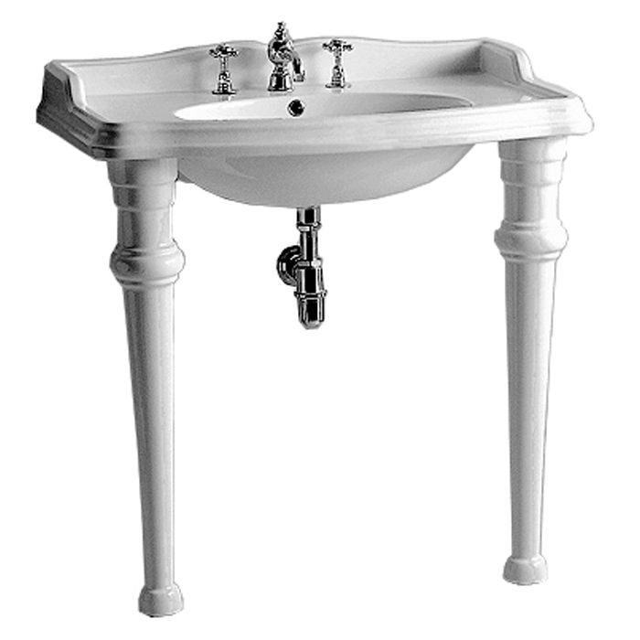 Whitehaus AR864-GB001 Large Rectangular China Console with Oval Bowl