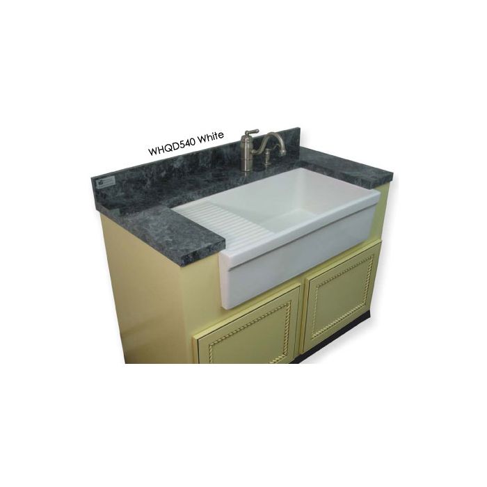 Whitehaus WHQD540 Fireclay 36" Single Bowl Farmhouse Apron Kitchen Sink