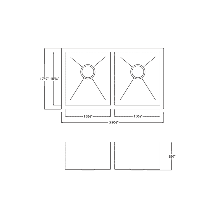Whitehaus WHNC2917 Stainless Steel 30'' Double Bowl Undermount Kitchen Sink