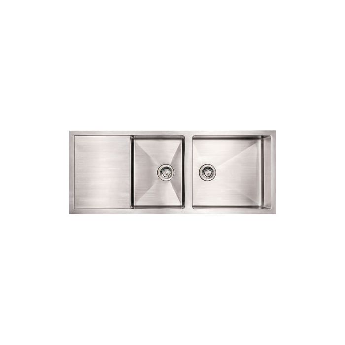Whitehaus WHNCMD5221 52" Stainless Steel Undermount Double Bowl Zero Radius