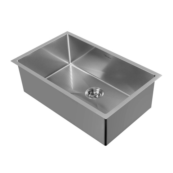 Whitehaus WHNPL3318 Noah Plus 16 gauge Single Bowl Linen Textured Dual-Mount Sink Set