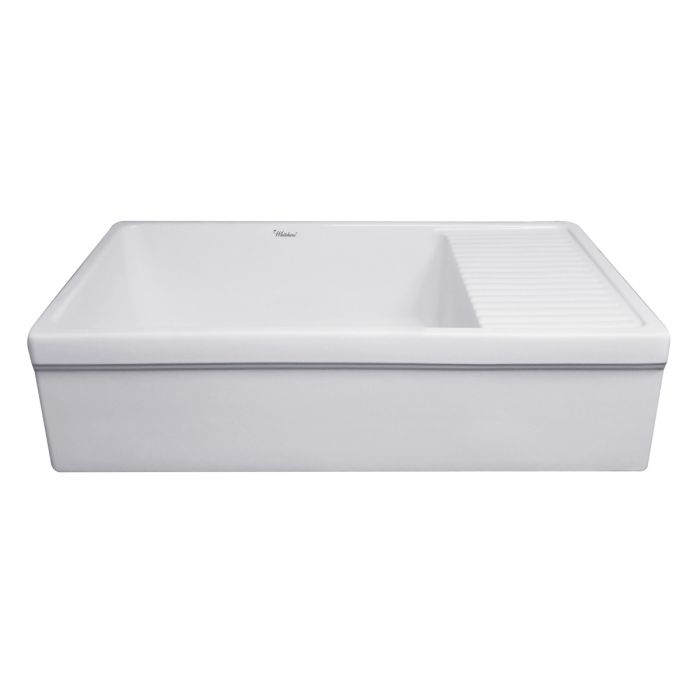 Whitehaus WHQD540-M Farmhouse Quatro Alcove Large Fireclay Kitchen Sink