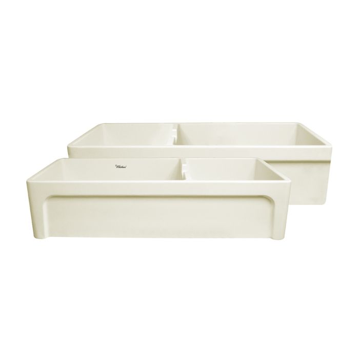 Whitehaus WHQDB5542 Farmhaus Fireclay Large Reversible Sink and Small Bowl