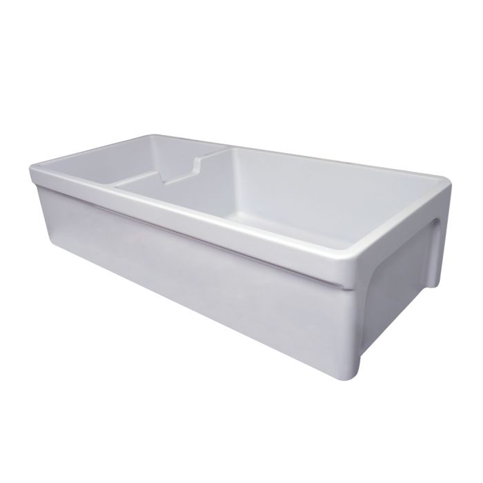 Whitehaus WHQDB5542 Farmhaus Fireclay Large Reversible Sink and Small Bowl