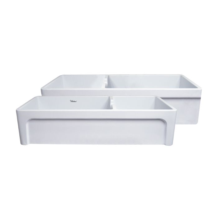 Whitehaus WHQDB5542 Farmhaus Fireclay Large Reversible Sink and Small Bowl