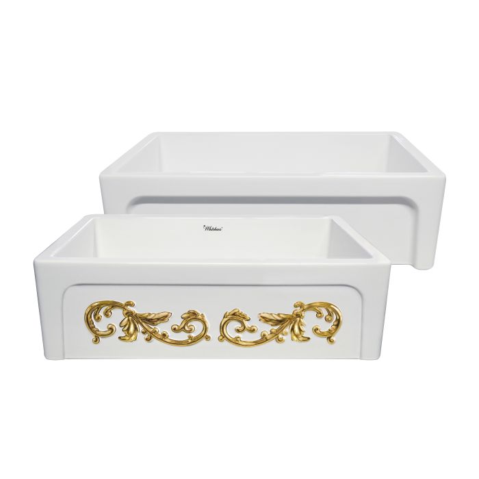 Whitehaus WHSIV3333OR St. Ives Ornamental 33" Reversible Fireclay Sink
