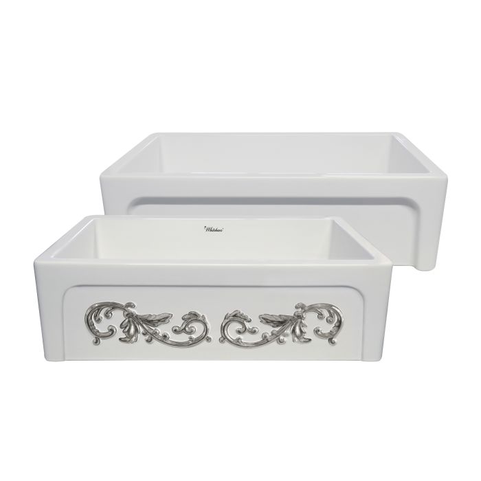 Whitehaus WHSIV3333OR St. Ives Ornamental 33" Reversible Fireclay Sink
