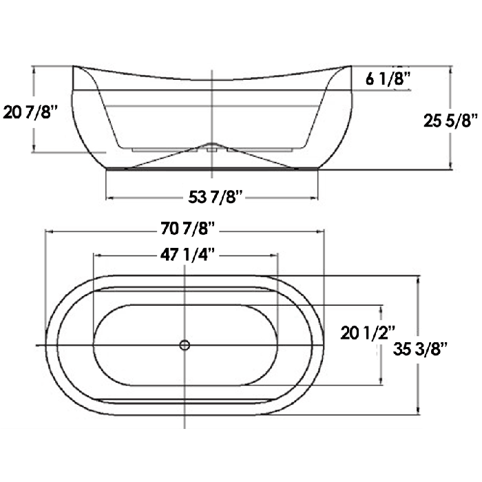 Whitehaus WHYB170BATH Oval Freestanding Acrylic Soaking Bathtub